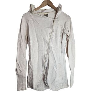 The North Face Full Zip Hoodie‎ Women's XS Hooded Sweater Asymmetrical Cream